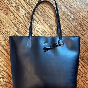Kate Spade Black Leather Tote with Bow Accent